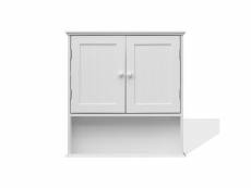 Rebecca mobili armoire de salle de bain murale en bois blanc avec 2 portes et 1 étagère RE6679