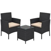 Salon de jardin extérieur table et chaises noir et taupe