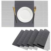 Set de 6 Sets de Table RéSistant à la Chaleur Set de Table pvc Lavable RéSistant à L'Usure pour Table, Gris