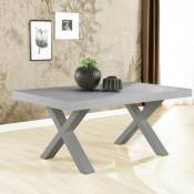 Table à rallonge 160x90 bois massif et acier en beton