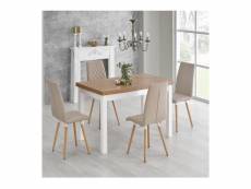 Table design scandinave bois et mdf blanc 140-220-80-76