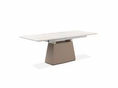 Table extensible 160-205 cm en céramique blanc marbré