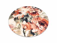 Tapis antika 24 tek cercle, fleurs, feuilles moderne, lavable - terre cuite cercle 120 cm