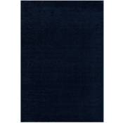 Tara - Tapis de Salon Uni Motifs Relief Lignes (Bleu - 80x150cm)