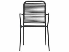 Vidaxl chaises de jardin 2 pcs corde en coton et acier noir 48568