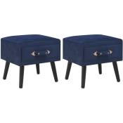 Vidaxl - Tables de chevet 2 pcs Bleu 40x35x40 cm Velours