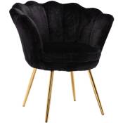 Wahson Office Chairs - Fauteuil de Salon Chaise Coquillage avec Pieds Métal Fauteuil Scandinave pour Chambre, Fausse Fourrure, Noir