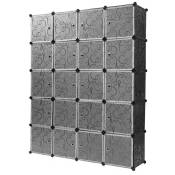 Wyctin - Hofuton 20 Cubes Armoire de Chambre avec Porte Meuble de Rangement avec Penderie Modulable Tige à Vêtements pour Vêtement Chaussure