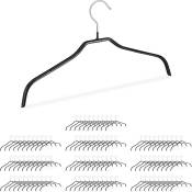 100x Cintres antidérapant en set, revêtement caoutchouc, cintres métal, chemises, robes, crochet 360°C, 42 cm, noir