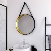 Aurlane - Miroir salle de bain rond type barbier - diamètre 50cm - barber gold