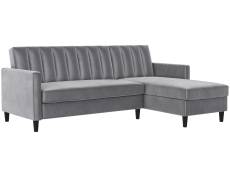 Canapé-lit 3 places avec méridienne en velours gris
