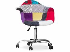 Chaise de bureau avec accoudoirs - chaise de bureau à roulettes - tapissée en patchwork - ray multicolore