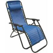 Chaise de pliage pliante en métal en métal et textilène avec appuie-tête caracas Blue - Blue