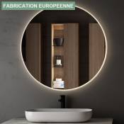 Cosyneo - Miroir rond éclairage led de salle de bain solen avec interrupteur tactile - 70cm