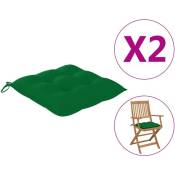 Coussins de chaise 2 pcs Vert 40x40x7 cm Tissu - Inlife