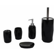 Décoshop26 - Ensemble de salle de bain 5 pièces brosse à dents savon porte-brosse wc accessoires en céramique noir - noir