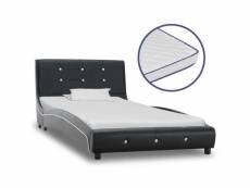 Distingué lits et accessoires reference niamey lit avec matelas à mémoire de forme noir similicuir 90x200 cm