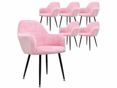 Ecd germany lot de 6 chaises de salle à manger - rose