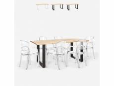 Ensemble 6 chaises transparentes polycarbonate et table