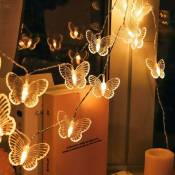 Guirlande lumineuse libellule 10 pieds 20 led guirlandes papillon en fil de cuivre de style rétro, décoration de fête de mariage de jardin d'arbre de