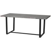 HOMCOM Table à manger ractangulaire pour 8 personnes plateau aspect bois et pied métal noir, 180L x 90l x 75H cm