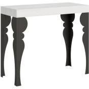 Itamoby - Console extensible 90x40/300 cm Paxon Frêne Blanc structure Anthracite