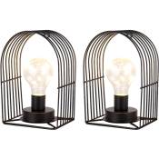 Jhy Design - Lot de 2 lampes de table à piles Lampe de table vintage, 18 cm de haut, noir,Arche