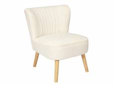 Kelios - fauteuil en tissu bouclettes blanc pieds bois naturel