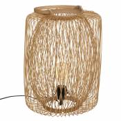 Lampe à suspendre en bambou ajouré - Naturel - h 39 cm