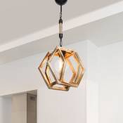 Lampe de suspension élégante avec cage en bois polygonal
