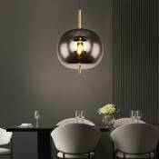 Lampe suspension lampe suspension lampe de table à manger boule laiton couleur verre fumé, métal, 1x douille E27, DxH 30x120cm