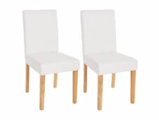 Lot de 2 chaises de salle à manger synthétique blanc mat pieds clairs cds04038