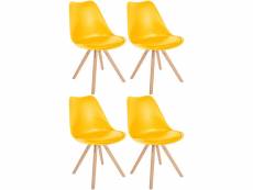 Lot de 4 chaises de salle à manger sofia en plastique pieds en bois , jaune/nature (rond)