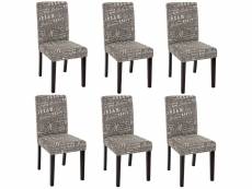 Lot de 6 chaises de séjour littau, tissu – écriture, gris, pieds foncés