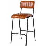 Massivmoebel24 - Chaise de bar 45x55 Cuir Cognac iron