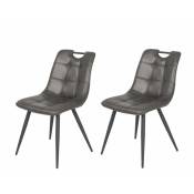 Meubletmoi - Lot de 2 chaises simili noir vieilli vintage