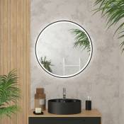 Miroir salle de bain rond avec éclairage led et contour