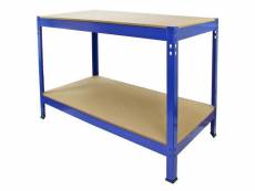 Monstershop etabli de travail q-rax bleu 100cm bricolage rangement atelier mdf table de travail garage 400kg max capacité 200kg par planche… 28786