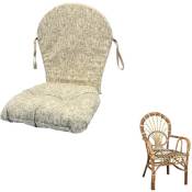 Okaffarefatto - Grand coussin de chaise longue en osier et bambou pour adulte à motif beige