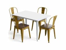 Pack table à manger et 4 chaises à manger design industriel - nouvelle édition- bistrot stylix doré