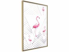 Paris prix - affiche murale encadrée "flamingos and triangles" 20 x 30 cm or