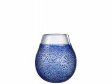 Paris prix - photophore design en verre "santorini" 25cm bleu