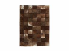 Paris prix - tapis patchwork en cuir fait main "voila" marron 120 x 170 cm