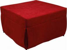 Puof convertible en lit simple, fabriqué en italie, lit pliant, pouf avec tissu amovible et peu encombrant pour le salon, cm 78x78 / 195h45, rouge 805