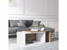 Table basse modulable, 70 x 42 x 34 cm, coloris blanc et chêne 8052773804301