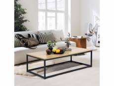 Table basse rectangulaire Décor chêne et Noir Structure