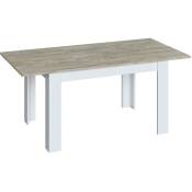 Table extensible de salle à manger finition chêne / blanc - H.78 x L.140-190 x P.90 cm Pegane