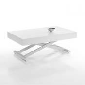 Table relevable extensible activa 120/214x38/77x70cm pied métal plateau laqué blanc - marron