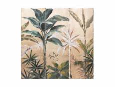 Tableau triptyque 3 toiles murales peintes jungle 90 x 90 cm - atmosphera