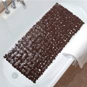Tapis de baignoire en galets, 35 x 16 pouces, tapis de bain antidérapant pour baignoire de douche avec trous de drainage et ventouses, tapis de salle